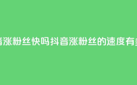 抖音涨粉丝快吗(抖音涨粉丝的速度有多快？)  第1张