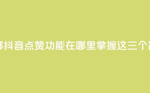 抖音点赞在哪哪 - 抖音点赞功能在哪里？掌握这三个简单步骤！~  第1张