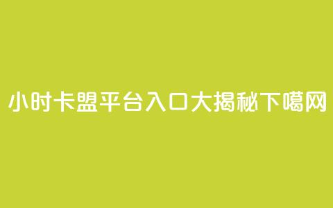 24小时卡盟平台入口大揭秘 第1张 24小时卡盟平台入口大揭秘 第1张