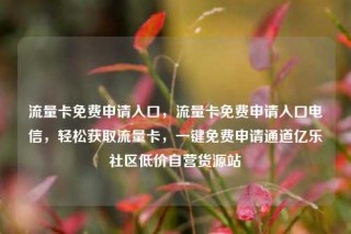 流量卡免费申请入口，流量卡免费申请入口电信，轻松获取流量卡，一键免费申请通道亿乐社区低价自营货源站