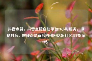 抖音点赞，抖音点赞自助平台24小时服务，探秘抖音，解锁点赞背后的秘密亿乐社区SUP货源站