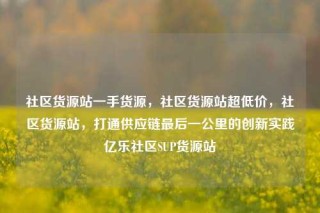 社区货源站一手货源，社区货源站超低价，社区货源站，打通供应链最后一公里的创新实践亿乐社区SUP货源站