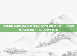 王者自助下单全网最便宜,快手引流软件全自动免费 - 子潇网络平台有哪些 - 10000个赞1毛